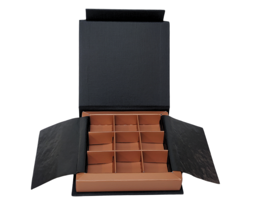 Flip flap box L100xW100xH19mm black harvest gold