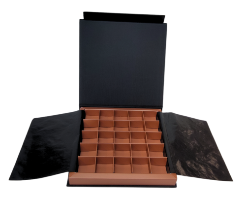 Flip flap box L166xW166xH19mm black harvest gold