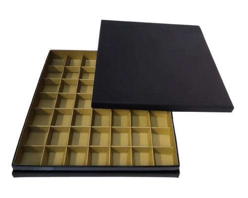 Portofino box L244xW244xH31mm + compartments black almond