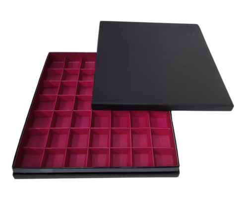 Portofino box L244xW244xH31mm + compartments black dahlia
