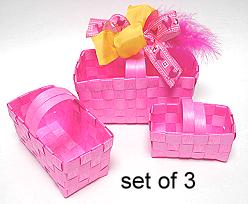 Deko Basket Plastic set of 3 Pink/ price per set
