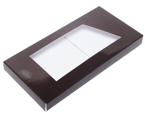 4-Flap Folding version Chocolate Bar Box with opening, chocolat laque
