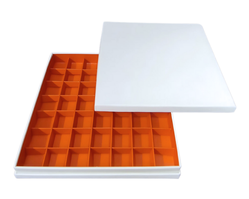 Portofino box L244xW244xH31mm + compartments white sunset orange