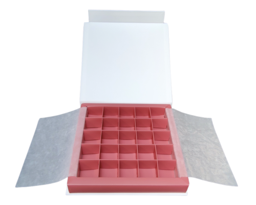Flip flap box L188xW188xH29mm white antique pink