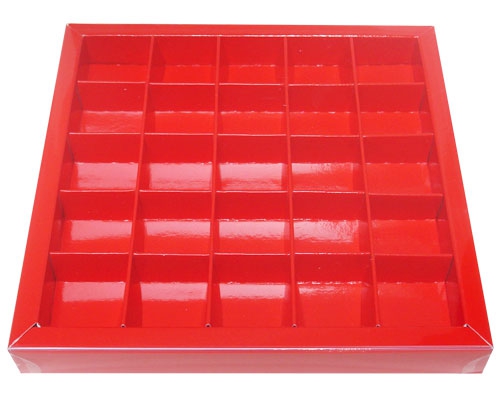 Windowbox 166x166x19mm 25 division rouge laqué