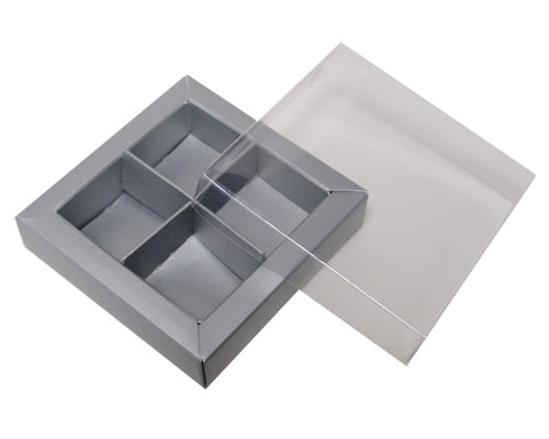 Windowbox 66x66x19mm 4 division silver
