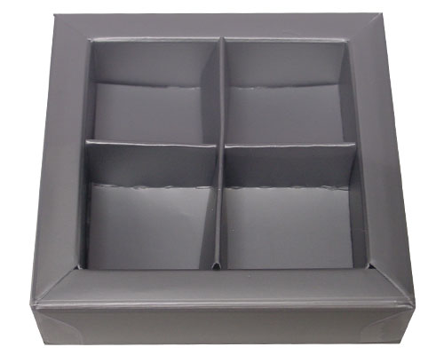 Windowbox 66x66x19mm 4 division warmgrey 