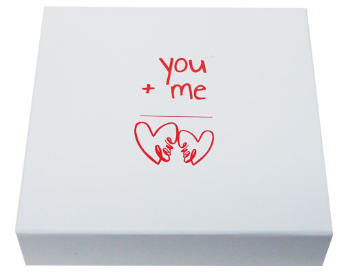LuxBox magnet L140xW140xH30mm Double hearts white/red