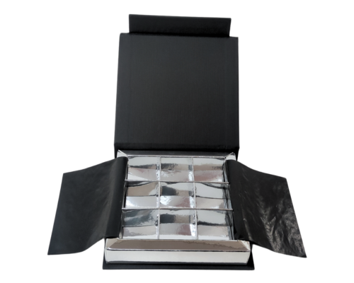 Flip flap box L100xW100xH19mm black silvershine