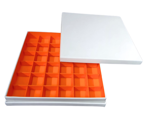 Portofino box L204xW204xH31mm + compartments white apricot orange
