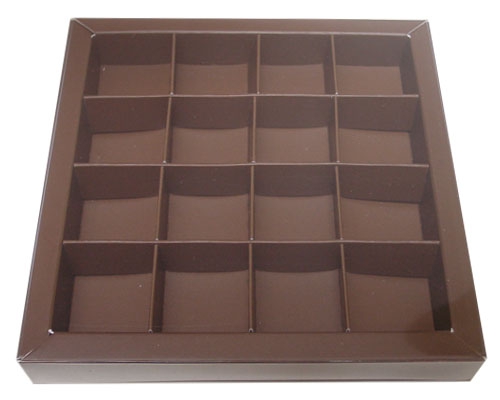 Windowbox 133x133x19mm 16 division brown 