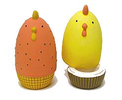 Chick Eggholder to fill / 2 ass/ yellow/brown ceramic