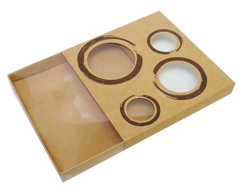 Windowbox 4 circle large 140x140x19mm kraft