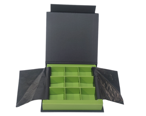 Flip flap box L100xW100xH19mm black kiwi green