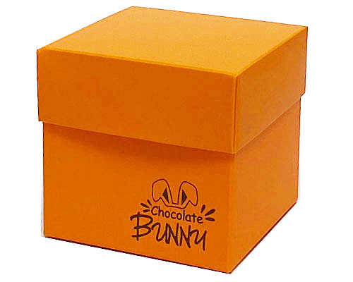 Cubebox L80xW80xH75mm chocolate bunny apricot orange
