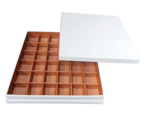 Portofino box L204xW204xH31mm + compartments white hazelnut