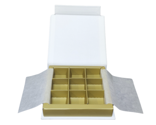 Flip flap box L100xW100xH19mm white almond