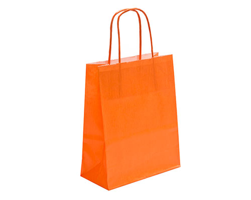 Paper bag curled handle L180xW80xH220mm orange