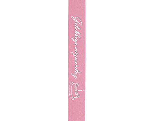 Ribanbel gelukkige verjaardag pink/silver