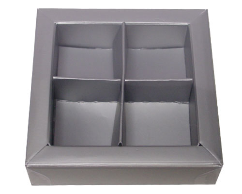 Windowbox 66x66x19mm 4 division silver