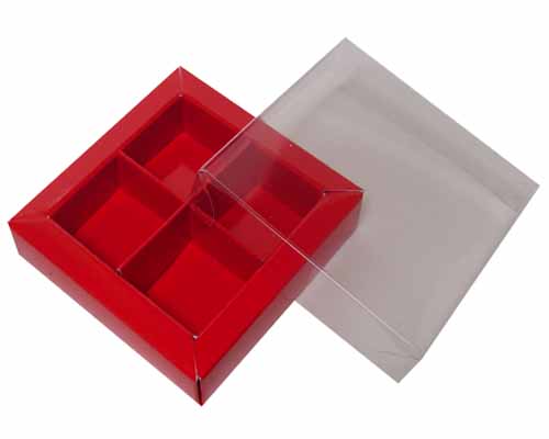 Windowbox 66x66x19mm 4 division strawberry 