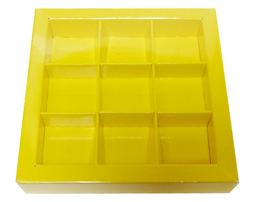 Windowbox 100x100x19mm 9 division jaune laqué 