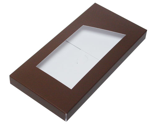 4-Flap Folding version Chocolate Bar Box with opening, bali brown-lime