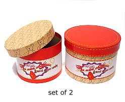 Sint Cartoon paperbox set of 2, gold beige red