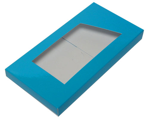 4-Flap Folding version Chocolate Bar Box with opening, lagune laque