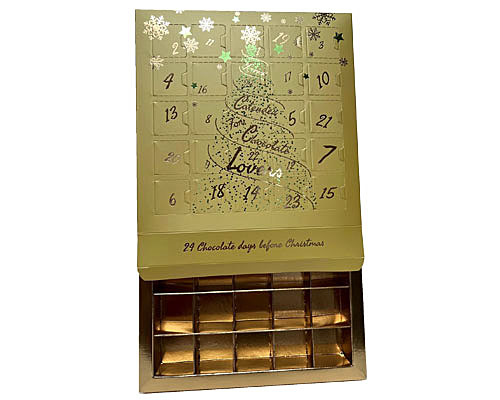 Adventscalender box  compartiment L35xW35xH30mm Almond - Shiny gold