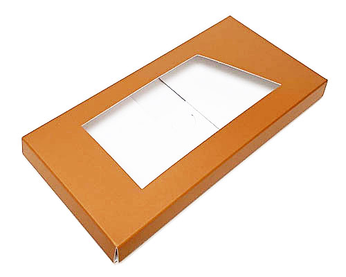 4-Flap Folding version Chocolate Bar Box with opening, harvest gold