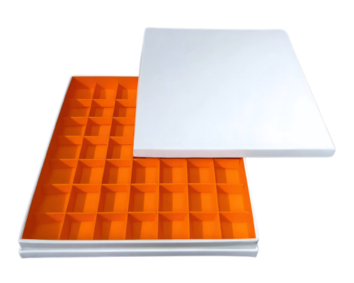 Portofino box L244xW244xH31mm + compartments white apricot orange