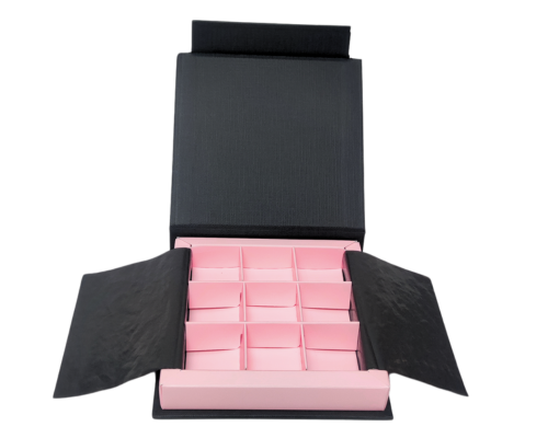 Flip flap box L100xW100xH19mm black lotus