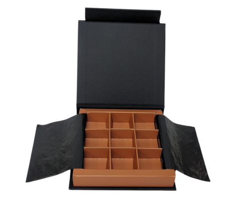 Flip flap box L100xW100xH19mm black hazelnut
