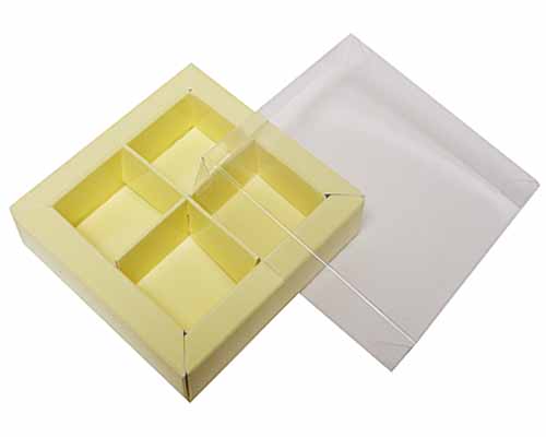 Windowbox 66x66x19mm 4 division crème laque 