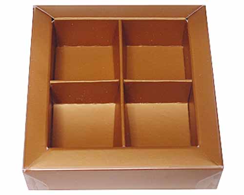 Windowbox 66x66x19mm 4 division hazelnut 