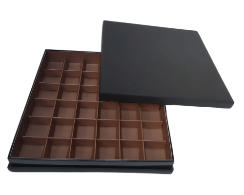 Portofino box L204xW204xH31mm + compartments black hazelnut