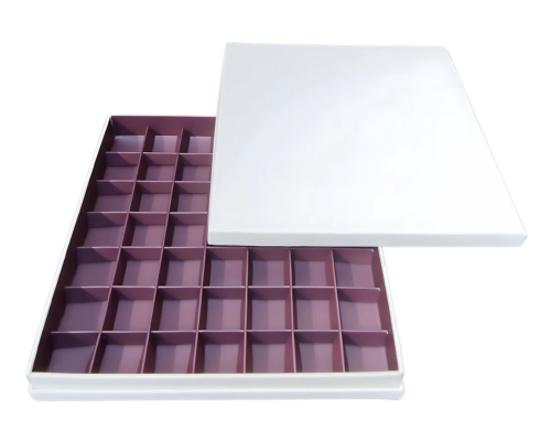 Portofino box L244xW244xH31mm + compartments white fig