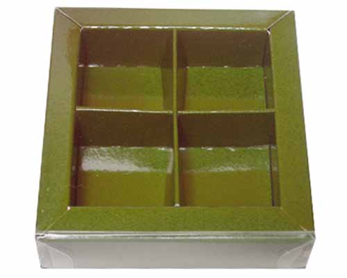 Windowbox 66x66x19mm 4 division vert forêt laque 