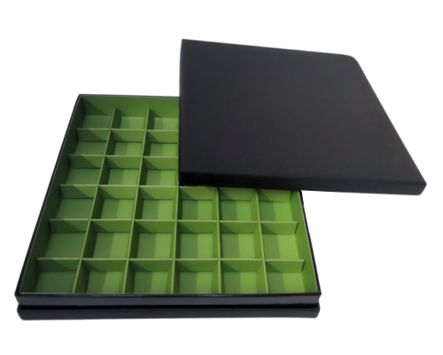 Portofino box L204xW204xH31mm + compartments black kiwi green