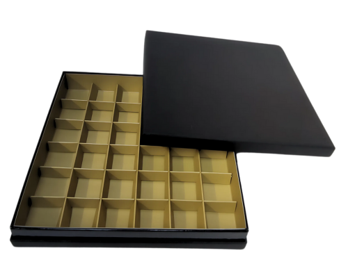 Portofino box L204xW204xH31mm + compartments black almond