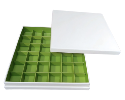 Portofino box L204xW204xH31mm + compartments white kiwi green
