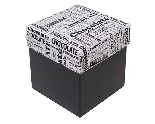Cubebox 115x115x105mm chocolat black + printed lid white 