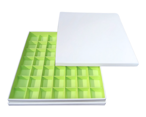 Portofino box L244xW244xH31mm + compartments white pistache