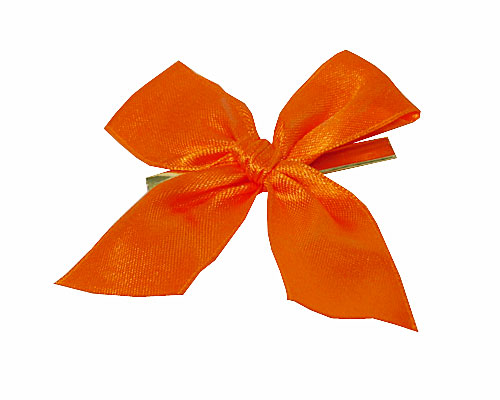 Bow ready made No 108 double face satin 25mm clipband 60mm orange