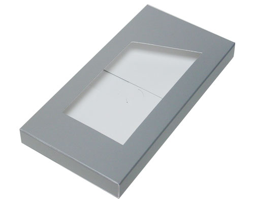 4-Flap Folding version Chocolate Bar Box with opening, monaco silver