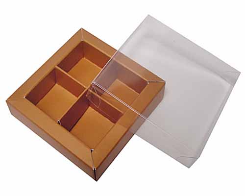 Windowbox 66x66x19mm 4 division hazelnut 