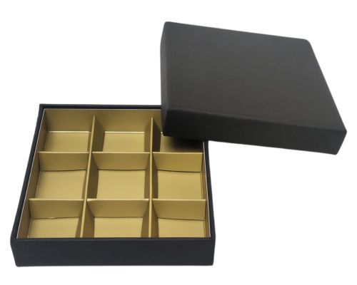 Royal box L109xW109xH24mm + compartments black almond