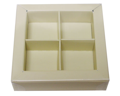 Windowbox 66x66x19mm 4 division ivory