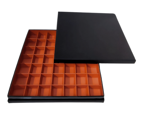 Portofino box L244xW244xH31mm + compartments black sunset orange